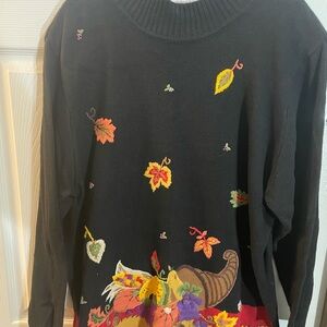 Black Embroidered Women's Sweater